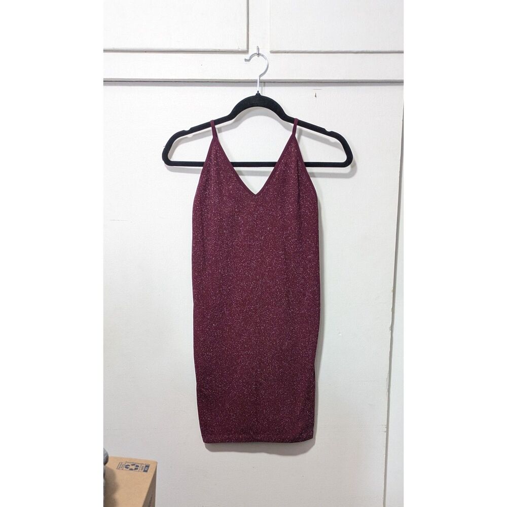Sparkly Burgundy bodycon slip dress XS - Picture 2 of 8